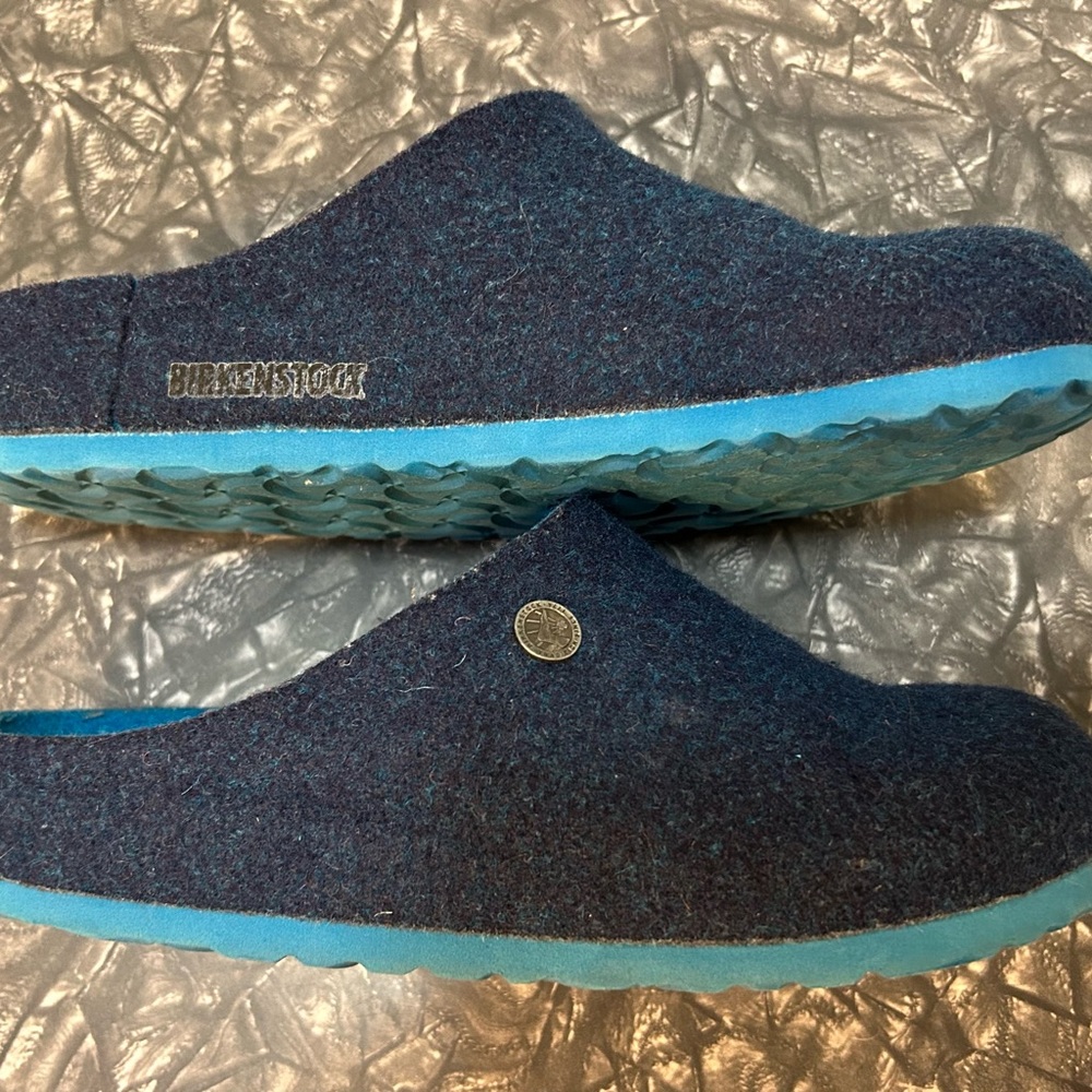 Birkenstock Wool Navy Clogs